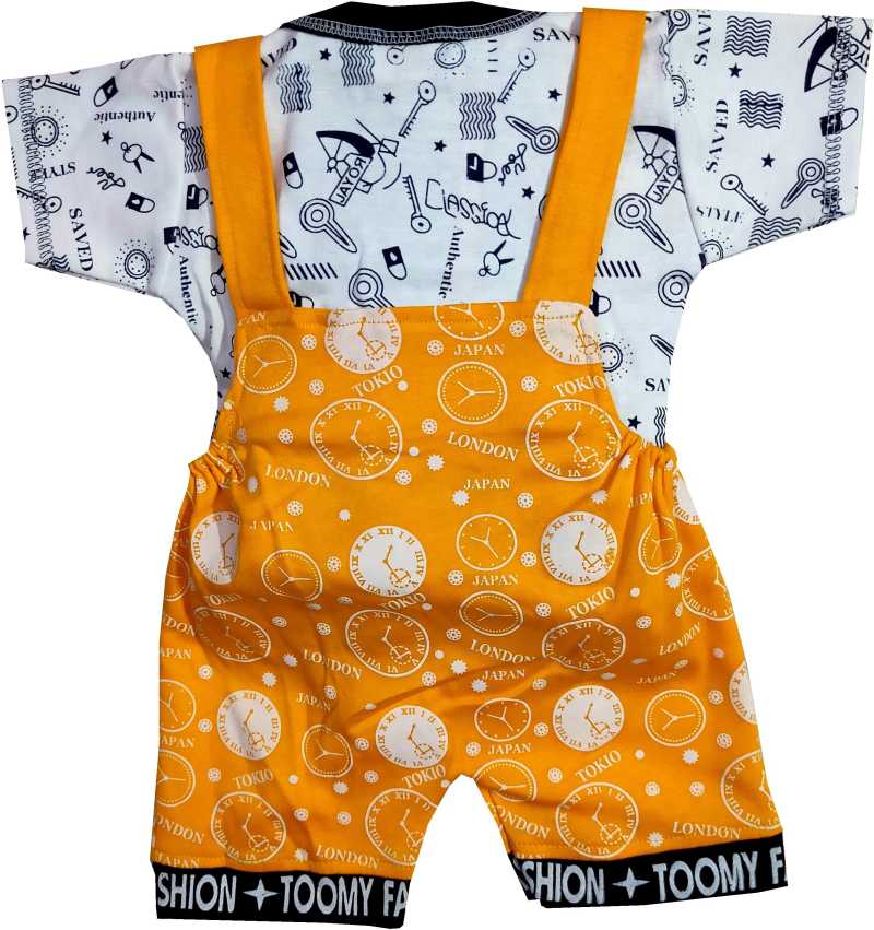 Dungaree For Baby Boys &amp; Baby Girls Printed Cotton Blend